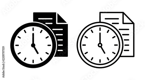 Clock icons with document stack illustration
