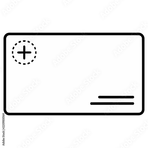 Medical card icon with plus symbol