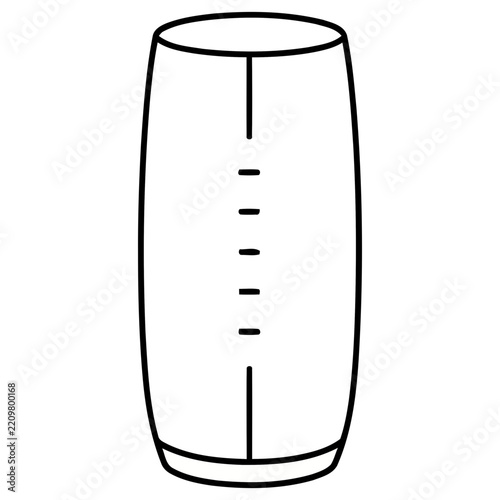 Outline of a cylindrical container with markings