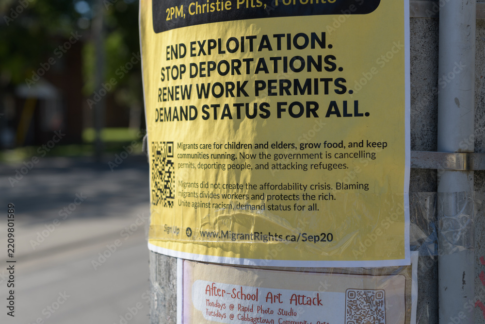 Obraz premium old street posters in Toronto (Migrant Rights Network / After-School Art Attack, 2026)