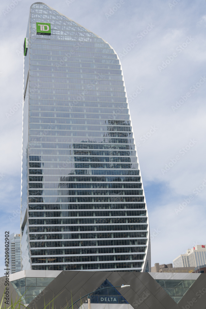 Fototapeta premium south elevation of TD Terrace, an office building, located at 160 Front St W, viewed here from Lower Simcoe St, Toronto