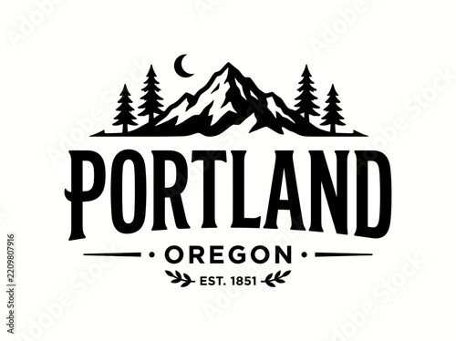 Portland Oregon Vintage Mountain Logo
