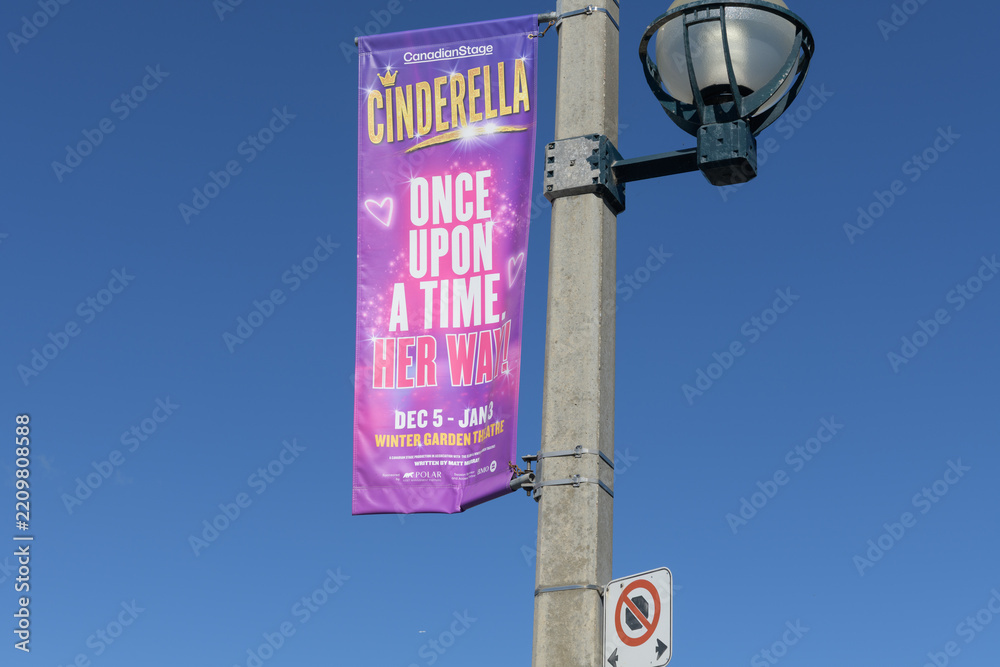 Fototapeta premium pole mounted banner for Cinderella, a musical theatre production, in Toronto