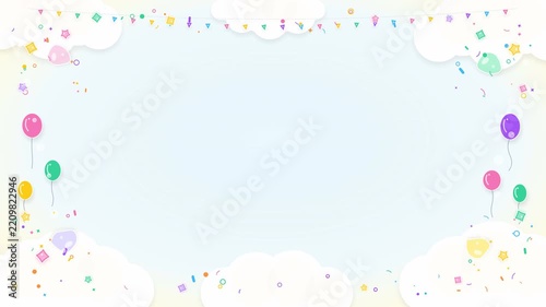 Playful Kids Wonderland with Pastel Clouds Rainbows and Stars