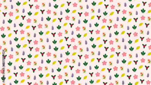 Stylized floral and leaf pattern