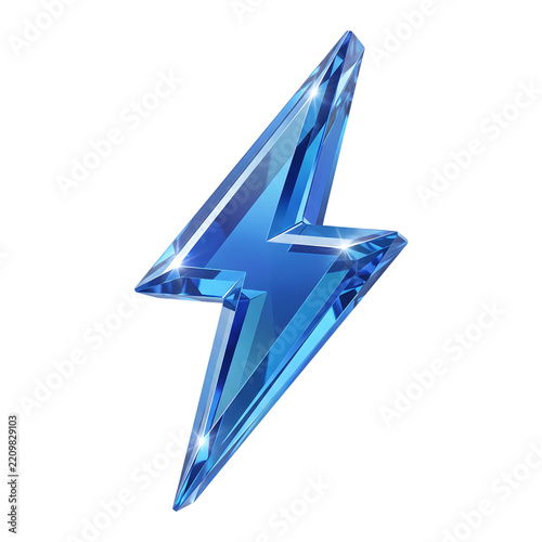 Crystal blue lightning bolt symbol with sparkling facets.