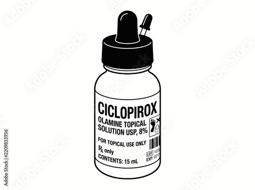 Ciclopirox Topical Solution Medicine Bottle Vector
