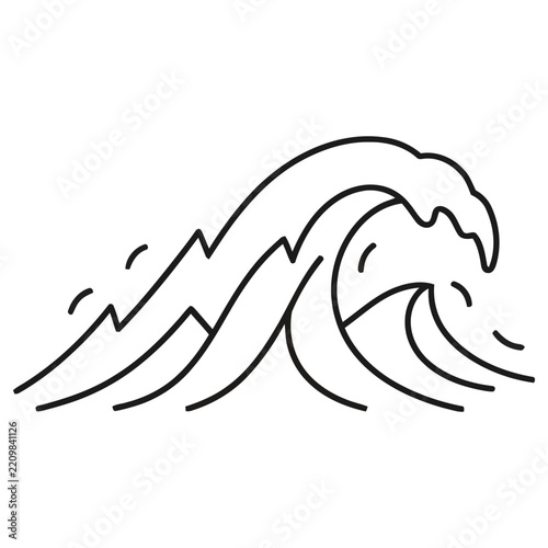 Stylized wave and mountain line art