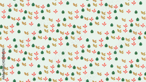 Seamless pattern of stylized leaves in various colors