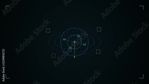 Futuristic Cyber HUD Interface Loop with 3D LiDAR Scanner and Digital Tech Radar Background