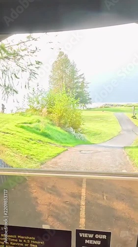 Mid fairway view scenic golf course mountains trees landscape