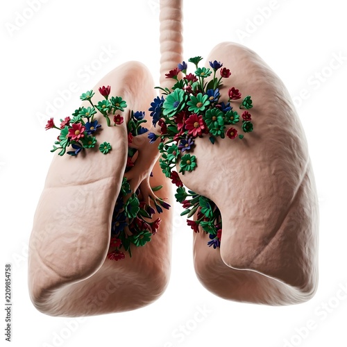 3D Clay Lungs with Flowers in Jewel Tones