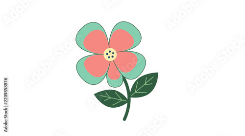Simple cartoon flower isolated