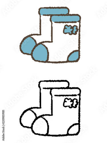 手描きの冬靴下