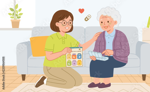 Concept Vector Illustrations for Home Care and In-Home Care Services.