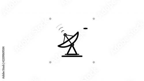 Minimalist Black Vector Icon of Orbital Satellite Telemetry Dish