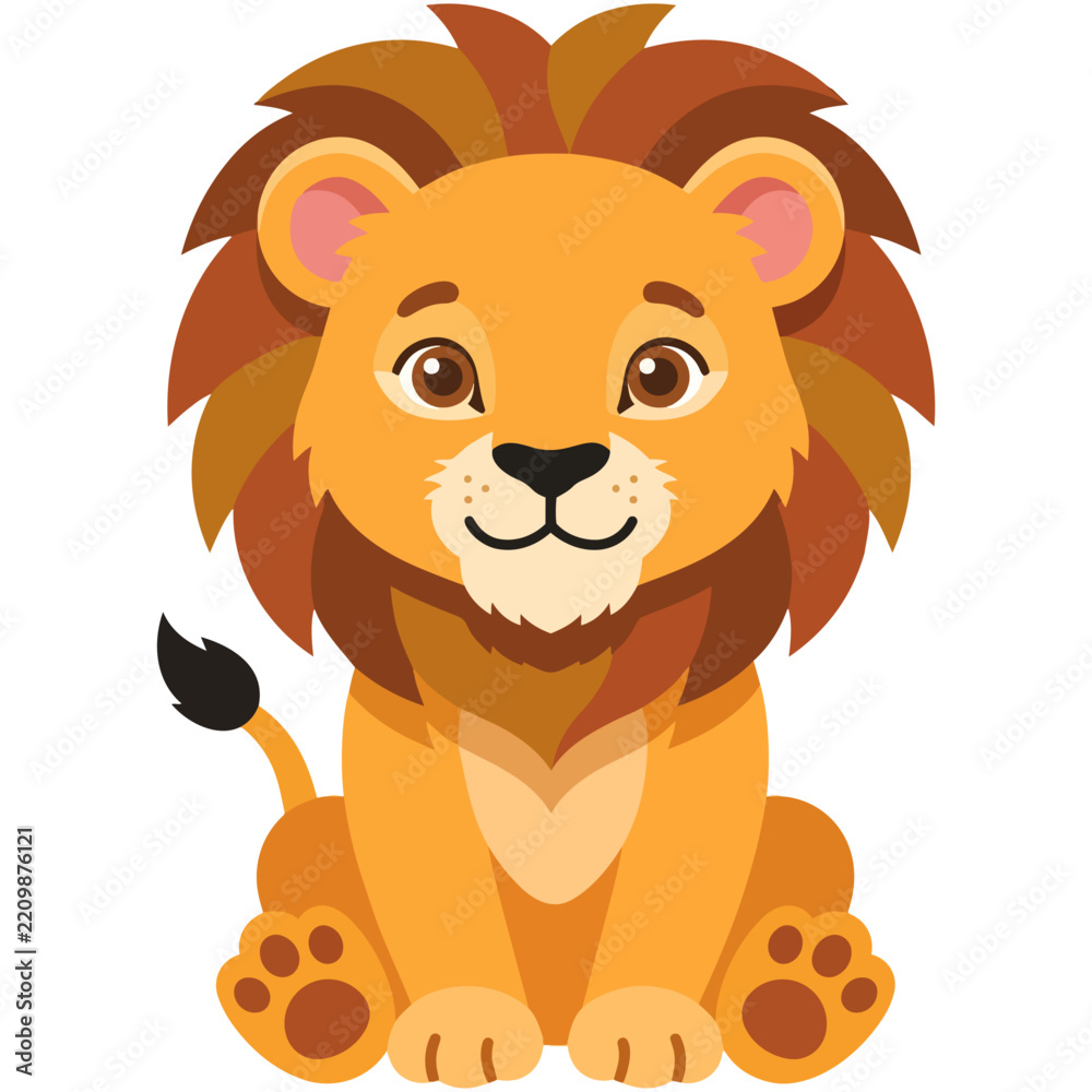 Obraz premium Cute Cartoon Lion Illustration for Kids Books and Branding