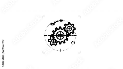 Minimalist Black Vector Icon of Smart Factory Industrial Gears