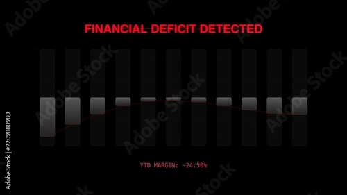Financial Deficit Warning Screen with Animated Bar Graphs