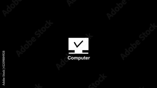 Computer monitor icon animation isolated on black background.4K VIDEO