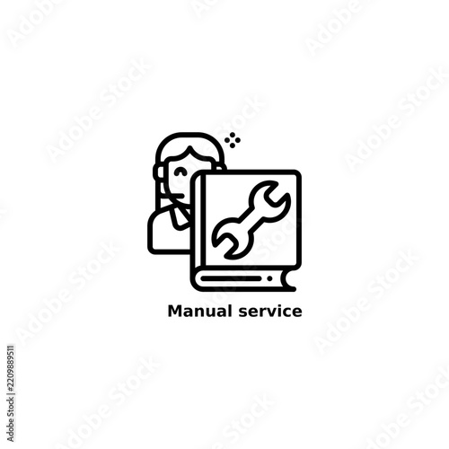 manual service guide outline icon and illustration