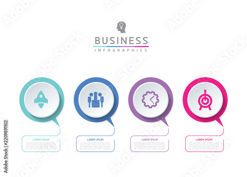 Vector infographic template showing steps or processes for business presentations and design creation.