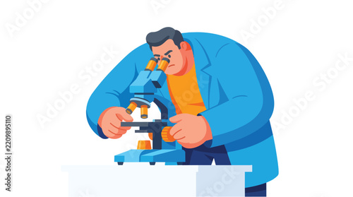 Scientist Using Microscope Vector Illustration