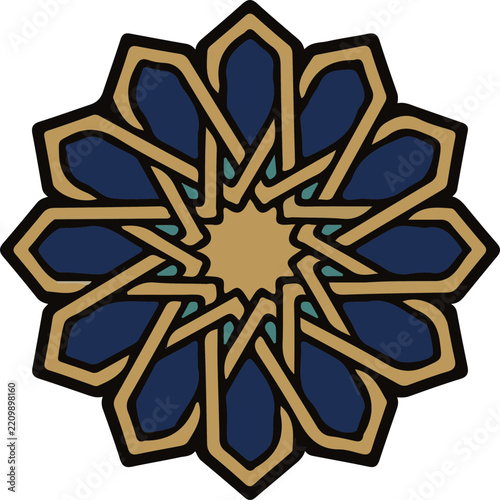 Islamic Geometric Ornaments and Decorative Patterns. A collection of Islamic geometric ornaments and decorative patterns featuring traditional motifs, rosettes, arches, lanterns, floral arabesque elem