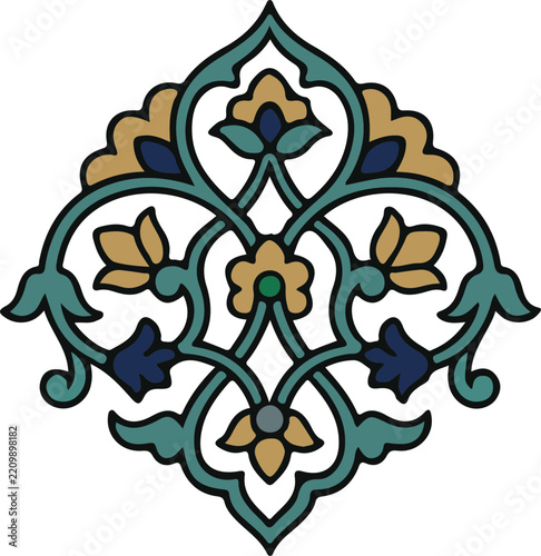 Islamic Geometric Ornaments and Decorative Patterns. A collection of Islamic geometric ornaments and decorative patterns featuring traditional motifs, rosettes, arches, lanterns, floral arabesque elem