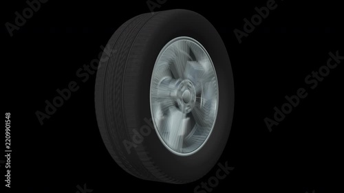 Car Tire Spinning With Alpha Channel