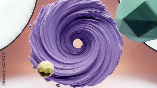 Abstract geometric shapes swirling with pastel colors and soft lighting