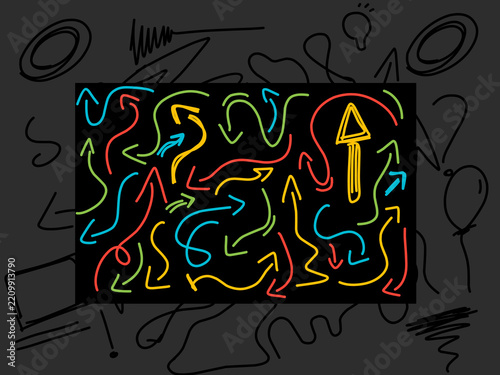 A collection of colorful doodle elements. Random doodle icons and various shapes. Hand-drawn vector doodles.