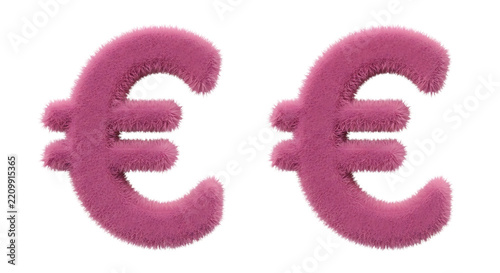 Pink euro currency symbol icon with double euro sign isolated on transparent background