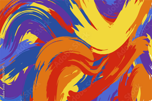 Abstract Pop Art Brush Strokes and Halftone Geometric Background