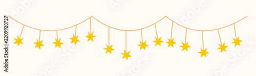 Christmas star garland with hanging golden stars