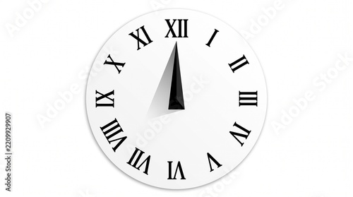 Obraz na plátně Roman Numeral Clock Face Icon Isolated on White Background, Classic Timepiece Sy