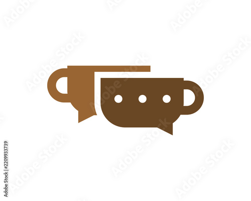 Coffee Chat Speech Bubble Vector Logo Template