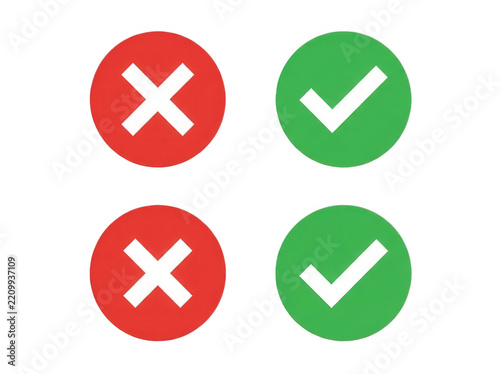 Red cross and green check mark icons for correct and incorrect choice