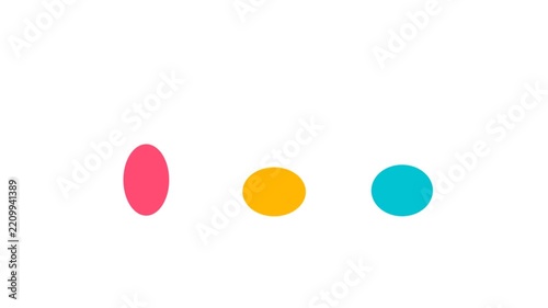 Vibrant colorful circles bouncing and morphing on white background