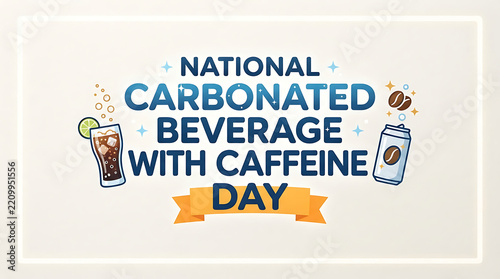 Carbonated beverage icons with caffeine symbols for National Carbonated Beverage Day celebration PNG, 4K, HD Image
