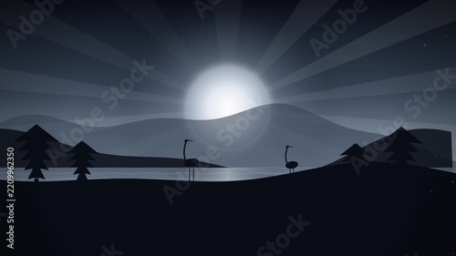mountain landscape with moon