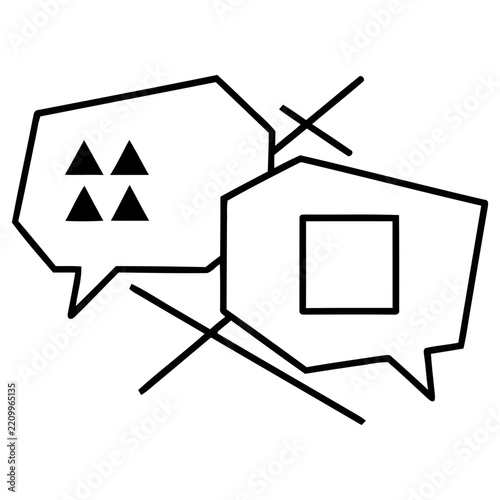 Speech bubbles with geometric shapes