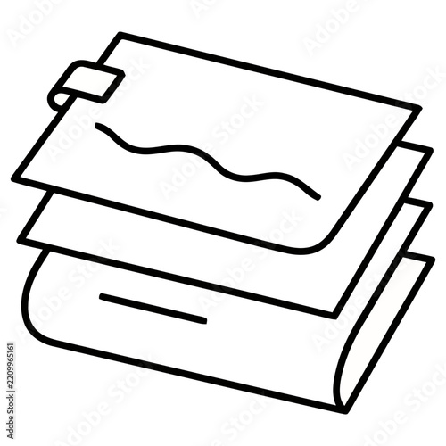 Stack of papers with wavy line