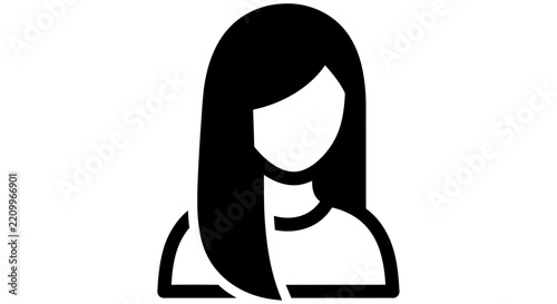 Woman silhouette icon with long hair on a white background