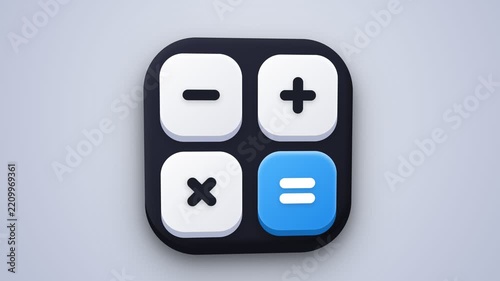 Minimalist 3D Calculator Icon Application Interface