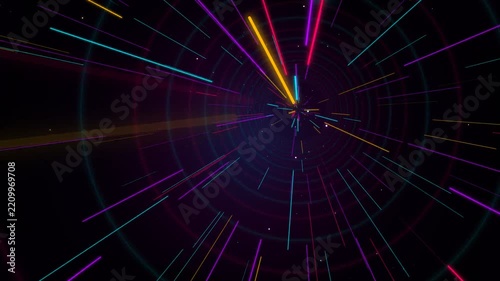Abstract Neon Light Streaks Tunnel Animation Background