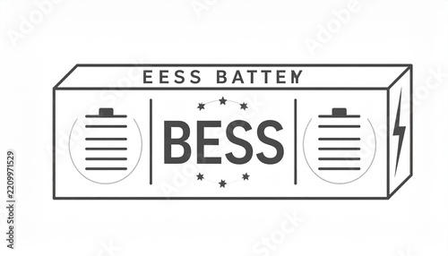 BESS BATTERY Container LOGO ICONS in White background