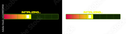 Pixel art style loading bar with initializing text in retro computer game aesthetic for digital interface design and software progress status