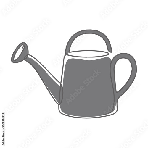 Hand drawn watering can simple line art illustration