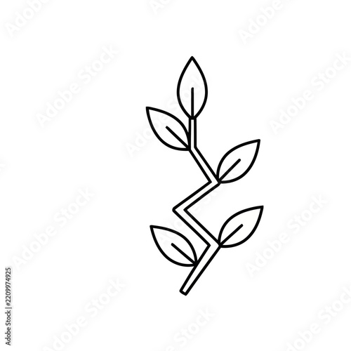 Stylized plant stem with leaves